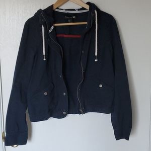 Navy Cotton Hooded Jacket Size M